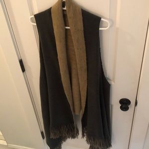 Reversible long sweater vest wrap poncho